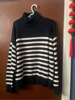 Striped Cotton Turtleneck Sweater